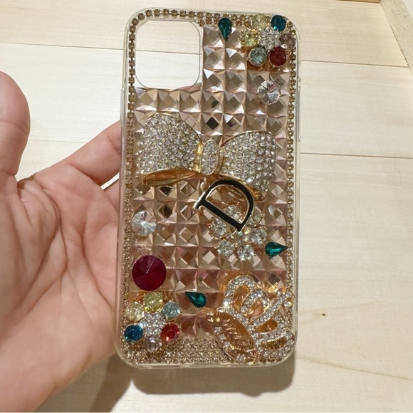 IPhone 11 Handmade Bling Bowknot Crown Flowers Rhinestone Crystal Diamond Cover - Picture 3 of 12